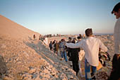Nemrut Dagi Milli Parki, the tomb of King  Antiochos I, tourists leaving the terraces 